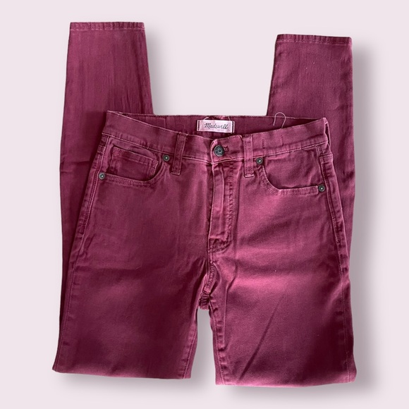 Madewell Burgundy 9” High Riser Skinny Skinny Jeans - Picture 2 of 6